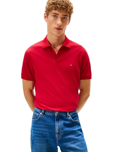 Tommy Hilfiger Men's Performance Pique Regular Short Sleeve Polo, Medium RED X-Small