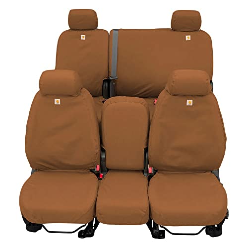 Covercraft Carhartt SeatSaver Custom Seat Covers | Fits 2019-2024 Ram 2500/35000 | 1st Row 40/20/40 Bench Seat, Duck Weave Brown by Covercraft - Image 2