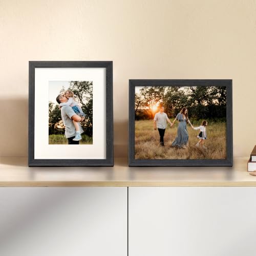 Image of upsimples 8x10 Picture Frame Solid Wooden, Nursery Decor, 1Pack Black | 100% Solid Wood, Fit 5x7 with Mat and 8 x 10 Photo, Wall Decor or Tabletop Display, Safe For Nursery Kids Room