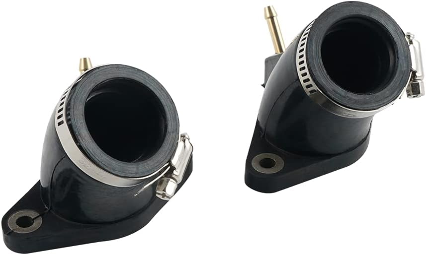 NICECNC 2PC Carburetor Joint Interface w/O-Ring, Intake Manifold Holder Boot, Compatible with Yamaha XVS650 V-Star Midnight Custom 2005-2010, 4TR-13586-01-00, 4TR-13596-01-00, See Fitments