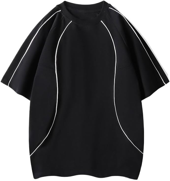 HBJWOV Casual Loose Round Neck T-Shirt Fashionable Breathable Cotton Blend Hood Short Sleeves Outdoor Sports Versatile Vest(D,XX-Large)