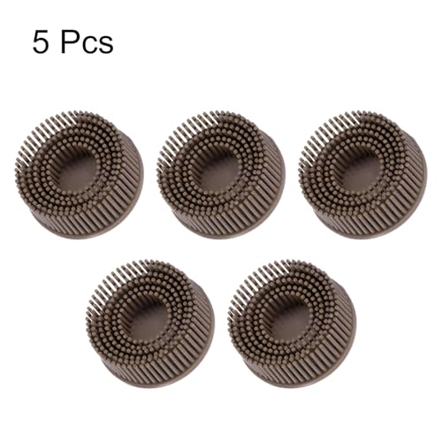 Image of HARFINGTON 5pcs Bristle Disc 2 inch 36 Grit Abrasive Brush Deburring Electric Disc Brush with Quick Change Lock Abrasive Coating Removal Disc for Metal, Brown