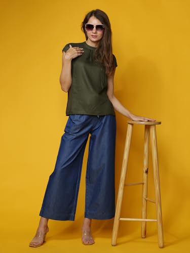 Image of NOVIO Cotton Blend Women Mid Rise Fashion Palazzo for Women