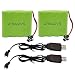 Blomiky 2 Pack 4.8V 2200mAH AA NiMH Rechargeable Battery with SM-2P Plug and USB Charger Cable for RC Truck Toy 4.8V 2200mAh NiMH Battery 2