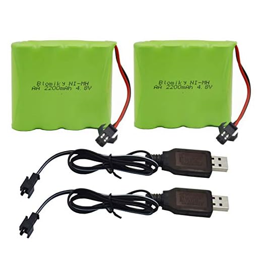 Blomiky 2 Pack 4.8V 2200mAH AA NiMH Rechargeable Battery with SM-2P Plug and USB Cable for SY-E511 Some RC Excavator RC Vehicle Car Truck Crawler / 4.8V NiMH 2