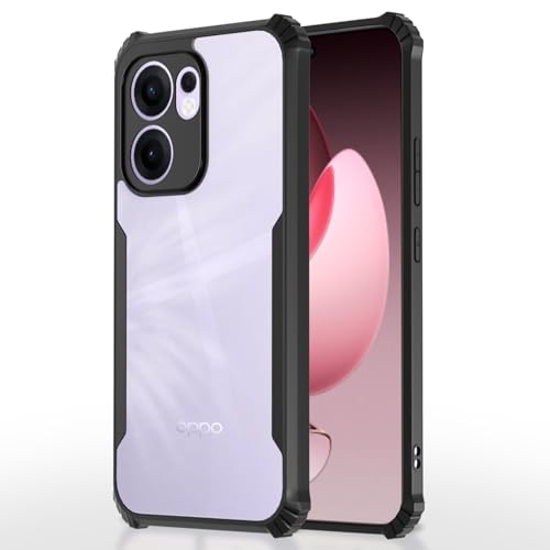 Image of Pikkme Crystal Clear Transparent Back Cover | Ultra Hyrbid | Full Camera Protection | Raised Edge | Bumper Case for Oppo Reno 13F 5G (Black)