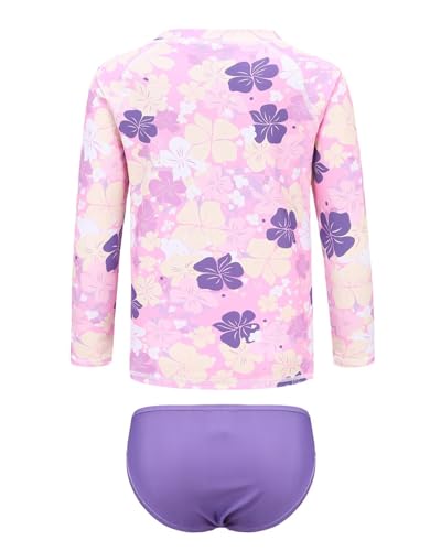 Image of Aisyee Girls Long Sleeve Rash Guard Set Two Piece Swimsuits Tie Dye Bathing Suits for Kids UPF 50+ Swim Shirts
