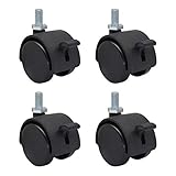 MySit 4 Pack 1.5 Inch Nylon Plastic Replacement Caster for Furniture Wheels, Office Chair Swivel...