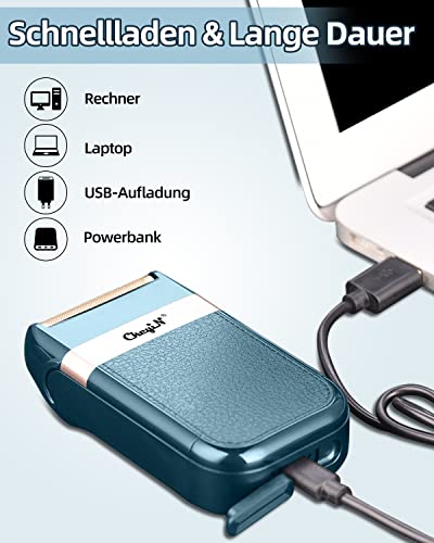 Foto von CkeyiN Elektrorasierer Herren, Rasierer Elektrisch, Rasierapparat Blau,Präzisionstrimmer,Barber Shaver Trimmer Wasserdicht Wet & Dry,USB wiederaufladbarer und kabelloser