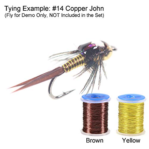 Wifreo 12 Color/Set 0.2mm Non-tarnishing Ultra Fly Tying Copper Wire Super Realistic Fly Tying Material Great Choices for Larve Nymph, Streamer Brassie Brown Black Silver Red