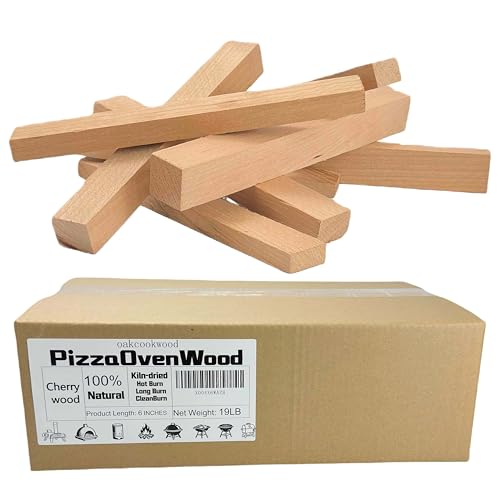 OakCookWood Outdoor Fire Pit & Campfire Smoking Mini Firewood, Kiln-Dried 6-Inch Cherry Wood for Solo Stove Bonfire, Bark-Free Assorted Kindling & Logs, Outdoor Wood Logs for Fuel 19-lb Box