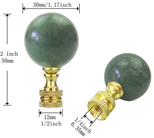 Omyzero 2Pcs Light Green Natural Stone Shaped Lamp Finial 2 Inch Lamp Shade Finial Decoration Accessories With Polished Brass Base #TOP1