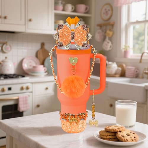 Hpebl 11PCS Bow Accessories for Stanley Cup Tumbler 30 40oz,Orange - image 6