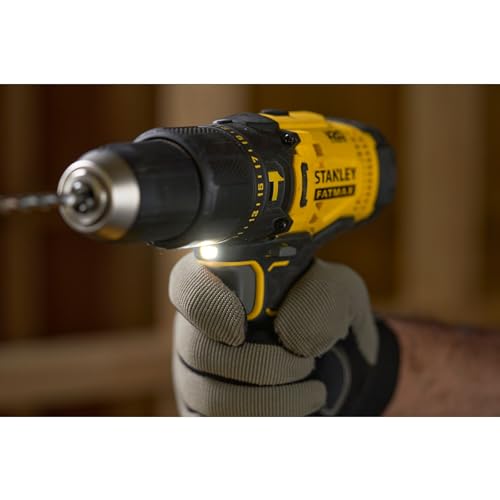 STANLEY FATMAX SFMCD711DSA-QW - Taladro Percutor 18V, Gama V20, 2 velocidades, Luz LED, Incl. juego de brocas y 50 piezas, 2 baterías recargables de 2,0 Ah, cargador y bolsa de herramientas - imagen 2