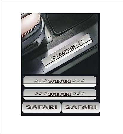 Image of AC Door Sill /Foot Step Stainless Steel Scuff Plate Plates Compatible with Tata New Safari 2021-2023(Set of 4 Pcs)