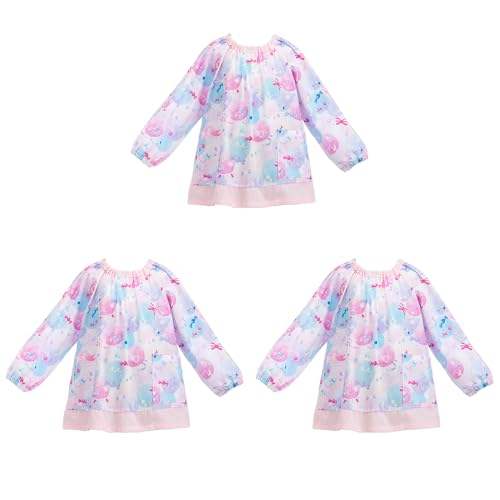 COLORFUL CANDY STYLE スモック(100-110cm) ふわふわキュートなキャンディポップ 3枚セット 女の子 かわいい 子供用 長袖スモック 幼稚園 エプロン 小学生 用 子供 用 書道 美術 おしゃれ スモック N1138813-BT