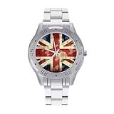 RLDOBOFE Vintage Union Jack British Flag Watch Business Watch Alloy Wristwatch Practical Business Wristwatch Luxury Wrist Watch Classic Timepiece Business Watch for Formal Occasion Office Work Watch