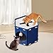 Baoblaze Felt Cat House Hideaway with Ball Hanging Foldable for Indoor Cats Spacious Scratcher Easy Assembly Cat Bed Cave Enclosed Bed, Blue