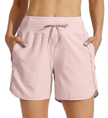 Willit Women's Athletic Running Shorts 5" Quick Dry Workout Hiking High Waisted Active Gym Exercise Zipper Pocket Pink 3XL by Willit - Used condition - Image 3