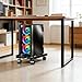 PC Stand, Mobile CPU Stand for Floor, Adjustable CPU Rolling Stand, Under Desk Computer Tower Stand, Computer Mobile Cart Holder with Locking Caster Wheels PC Tower Stand for Home and Office - Black