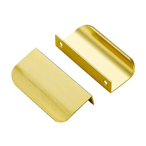Ravinte 5 Pack Finger Pulls 64mm/2.52" Hole Center Gold Tab Cabinet Handle