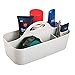 mDesign Plastic Divided Shower Organizer Basket Caddy Tote with Handle - Storage for Bathroom or Dorm - Holds Hand Soap, Shampoo, Sponges, Scrubs, and Body Wash, Lumiere Collection, Light Gray