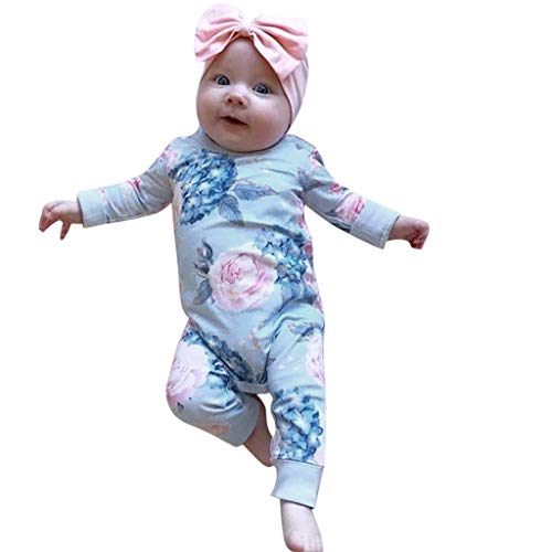 ZEFOTIM Baby Girls' Multi-pk Bodysuits 126g330 Long-Sleeve Mitten-Cuff Onesies Bodysuit(Blue,90)