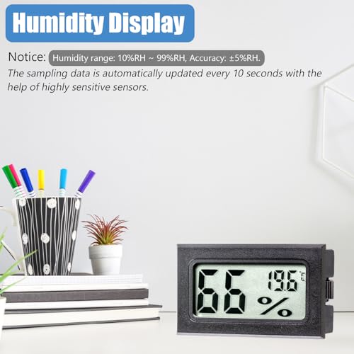 Mini Digital Thermometer Hygrometer, Large Number Indoor Temperature and Humidity Gauge Meter Monitor Celsius (℃) for Greenhouse, Garden, Cellar, Reptile Tank(6 Pack)