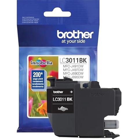 Brother Printer LC3011BK Singe Pack Standard Cartridge Yield Upto 200 Pages LC3011 Ink Black Cover