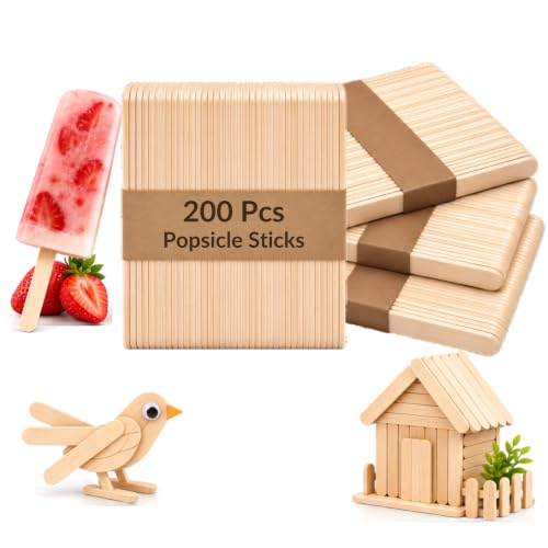 ADVONCE 200 Food Grade Popsicle Sticks Safe for Cakesicles Cake Pops, 4.5"