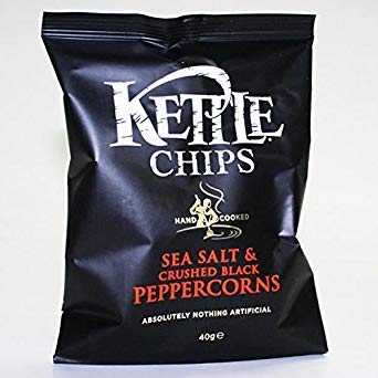 KETTLE® Chips Sea Salt & Crushed Black Peppercorns 40g (Pack of 18)