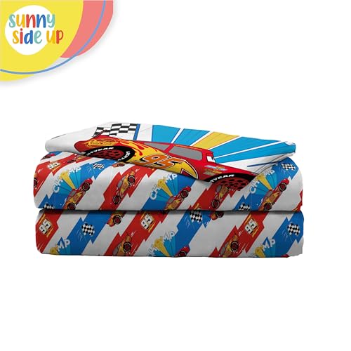 Sunny Side Up Disney Pixar Cars Lightning McQueen Twin Sheet Set - 3 Piece Kids Racecar Bedding Set Includes Pillow Cover - Super Soft Microfiber Sheets