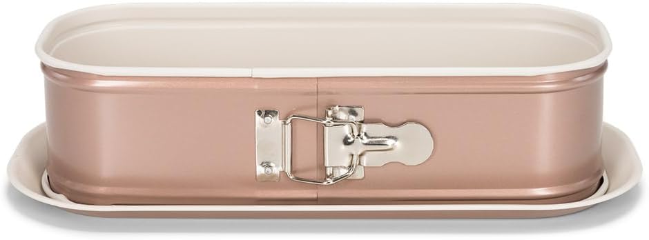 Patisse Ceramic Loaf Springform pan with Non-Stick Surface, Cream/Copper