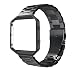 Simpeak for Fitbit Blaze Band Frame, Replacement Stainless Steel Band with Metal Frame for Fit bit Blaze Smart Fitness Watch (Match Link Removal Tool), Black