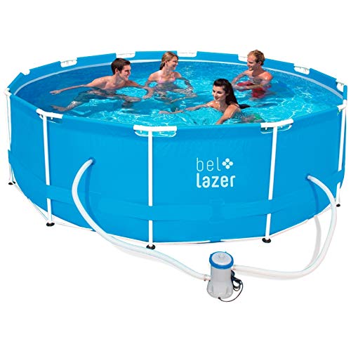 Piscina Bel Life Armação 10.000l + Filtro 110 V + Cobert 366 Cm + Lona 3.96 M Bel Fix Azul