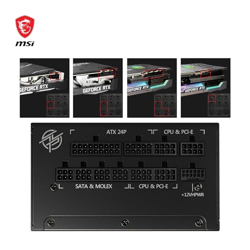 Image of MSI MPG A850G PCIE5, Fully Modular Compact Gaming 850W Power Supply, 80+ Gold, Native 12V-2x6 Cable, 100% Japanese Capacitor, ATX 3.1 & PCIe 5.1 Ready, Low-Noise, 10 Year Warranty (Pack of 4)