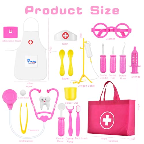 OSDUE Doctors Set for Kids 34PCS Kids Doctors Kit with Nurses Costume, Kids Doctors Set Case Educational Toys Age 3 - Image 2