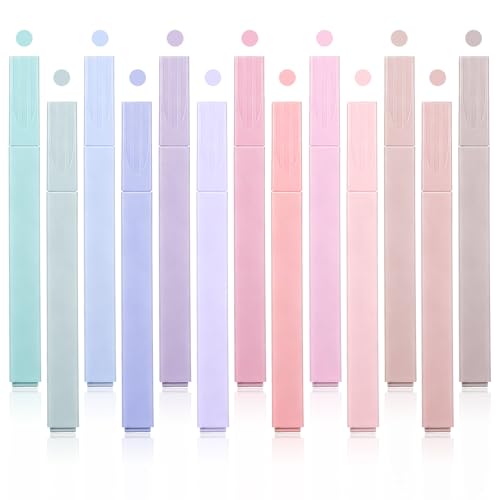 Ptwola 12 Stück Ästhetische Textmarker Stifte Pastell Bibel Marker Textmarker Assorted Colors No Bleed Highlighter Pen Easy to Hold für Journal Bibel Planer Notes School Office Supplies