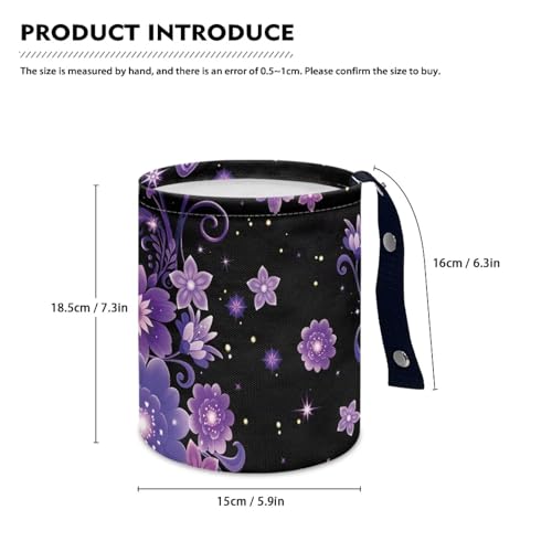 Image of Pensura Car Trash Bag Hanging Car Garbage Bag Mini Auto Interior Accessories Multipurpose Purple Floral Butterfly Mini Trash Can for Cars Auto Accessories for Cars, Home, Outdoor