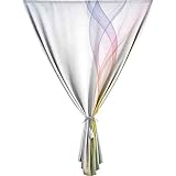 XISUNYA Self Adhesive Portable Blackout Curtains, Abstract Short Door Window CurtainsModern Cool Smoke Wavy Design Rainbow Print Living Room Bedroom Window Drapes,35W x54L Inch, for Kitchen Bathroom