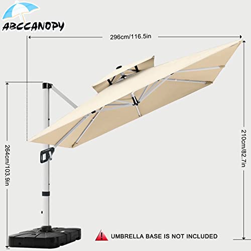 Abccanopy Solar Led Patio Umbrellas 3-Tiers 10Ft (Orange) 10Ft Cantilever Patio Umbrella Double Top Square Umbrella Outdoor Offset Umbrella With 360° Rotation,Beige #TOP1