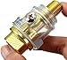 Mini In-Line Air Compressor Oiler, 1/4 Inch NPT Automatic Lubricator, Clear, Gold Metal, 2 Pack, 58mm Length,for Pneumatic Tool & Air Compressor Pipe