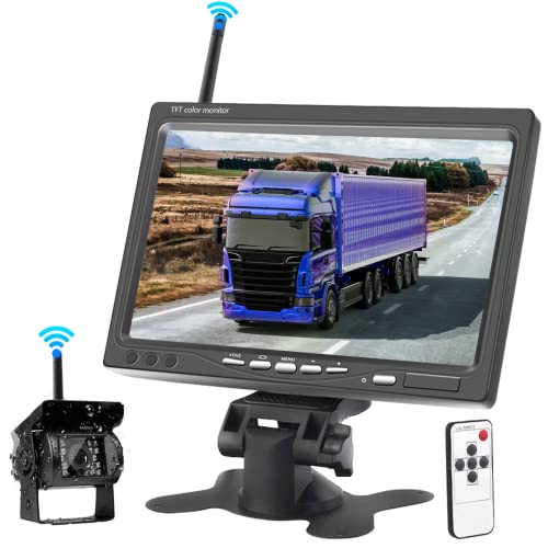 Wireless Rear View Camera and 7 Inch HD Monitor Kit, Hodozzy Car Reversing Camera Wireless Vehicles Parking Assist System