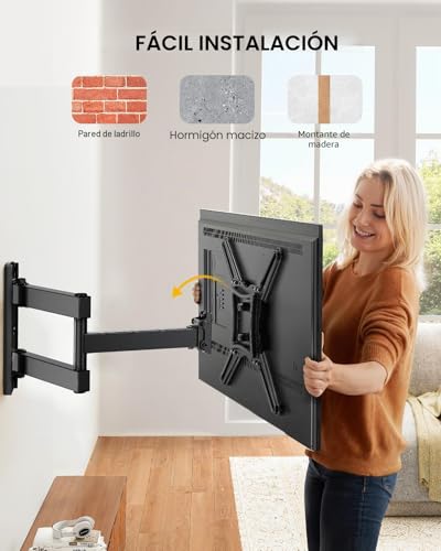 Miniatura 6 de Alphamount Soporte Tv Pared Para Televisores Planos Y Curvos De 26-60 Pulgadas, Soporte Tv Inclinable Y Giratorio Con Brazos Retráctiles Y Extensibles, Hasta 35kg, Máx. Vesa 400x400mm