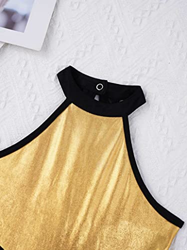 Loyan Kids Girls Shiny Metallic Sleeveless Gymnastics Leotard Dance Ballet Full Body Unitard Sport Yoga Jumpsuit Bodysuit Gold 10 Years #TOP5