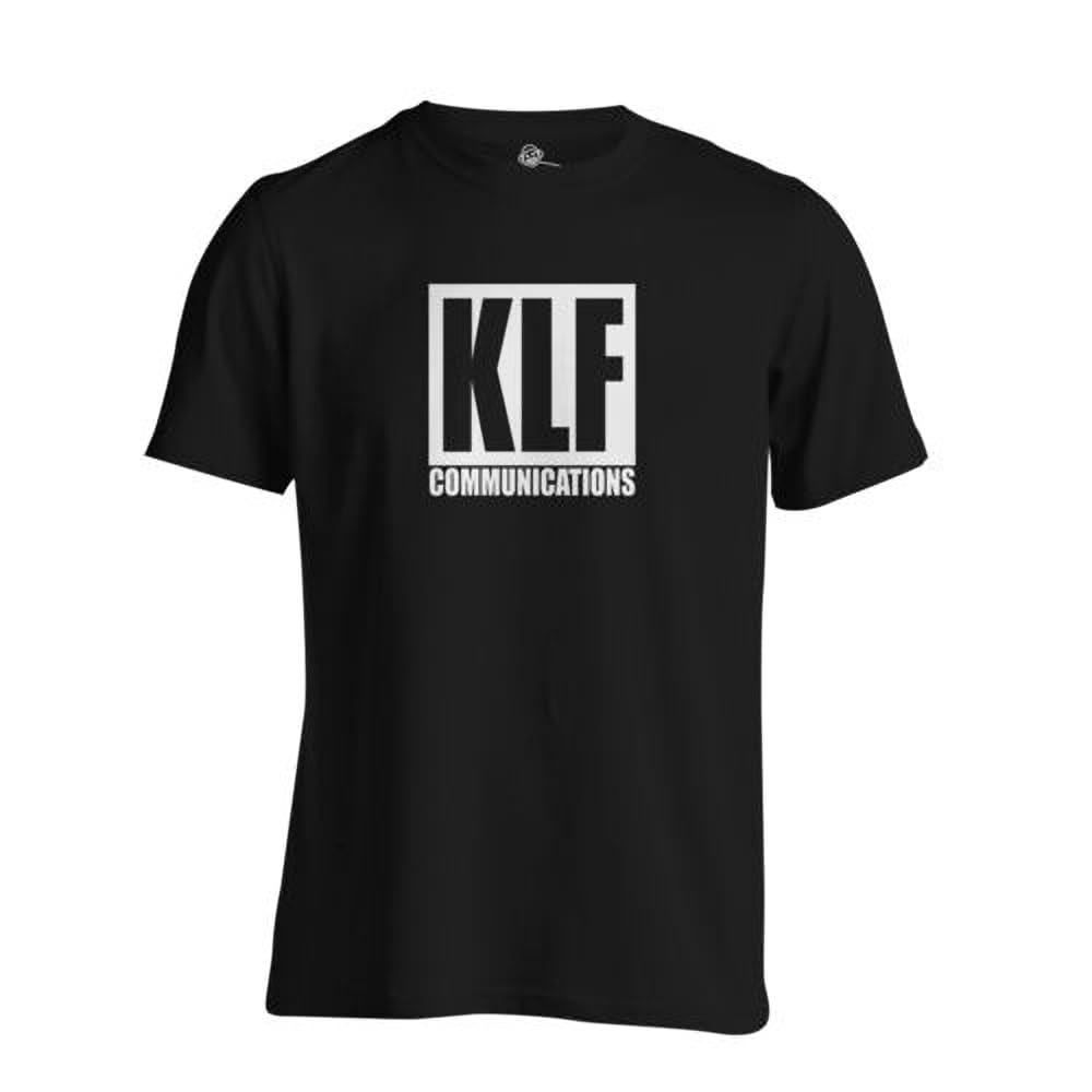 GUEWBF KLF Communications Label T Shirt Hardcore Techno Rave Jungle Drum and Bass BlackXXL