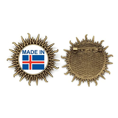 Broche en métal Islande soleil avec finitions ciselées haut de gamme