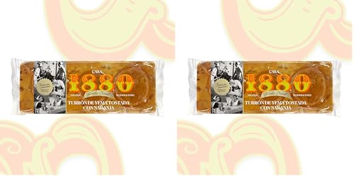 1880 - Turrón de Yema Tostada con Naranja 'Rilsan' 300g, Tableta con Almendras Seleccionadas, Textura Cremosa, Calidad Suprema, Turrón clásico, Artesanal, Receta Tradicional, Regalo Navideño
