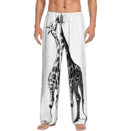 Pantalon de pyjama homme flanelle contre le froid | Bas polaire doux imprimé girafe