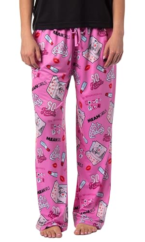 Mean Girls Women's Burn Book Icons and Movie Quotes Lounge Pajama Pants (Medium) Pink